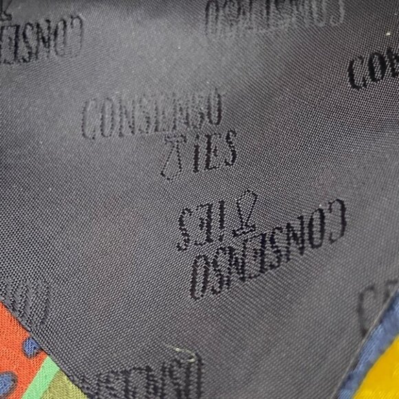 Consenso Milano 100% Silk Tie Multicolor Print Made In Italy Polka Dot Blue Plum - Picture 6 of 7